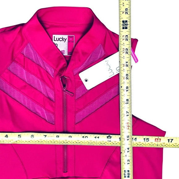 Lucky In Love Top Polo Golf Hot Pink Sleeveless 3/4 Zip Shirt Sz M NEW - Picture 8 of 11